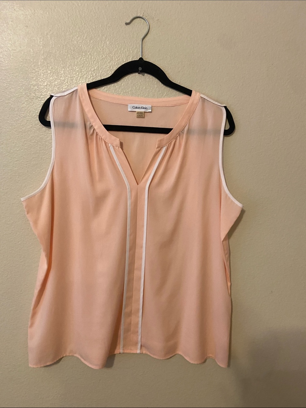 Calvin Klein Peach Tank with White Trim